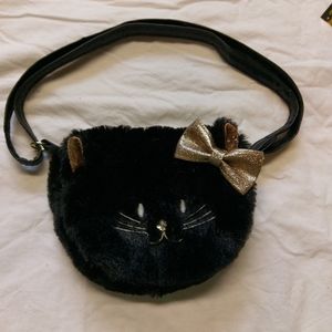 Claire's Girls Black/Gold Cat Crossbody Purse